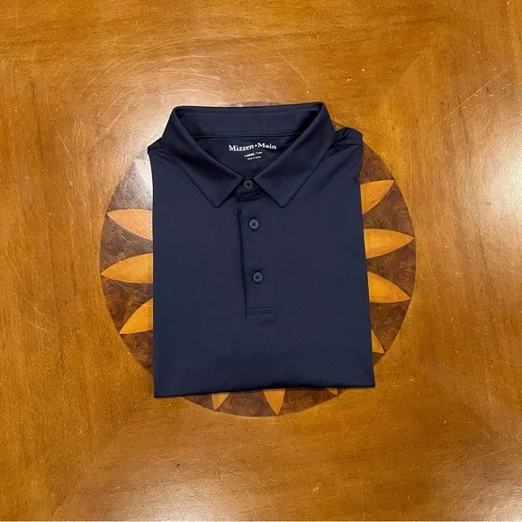 Mizzen + Main Men’s Versa Short-Sleeve Performance Polo Navy Large Trim Golf - Picture 4 of 16
